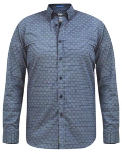 D555 Mangala Long Sleeve Geometric AOP Print Shirt Navy